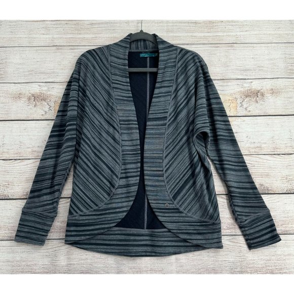 prAna Paradiso Open Front‎ Cardigan Sweater Women's Size M Blue Striped - Picture 1 of 7